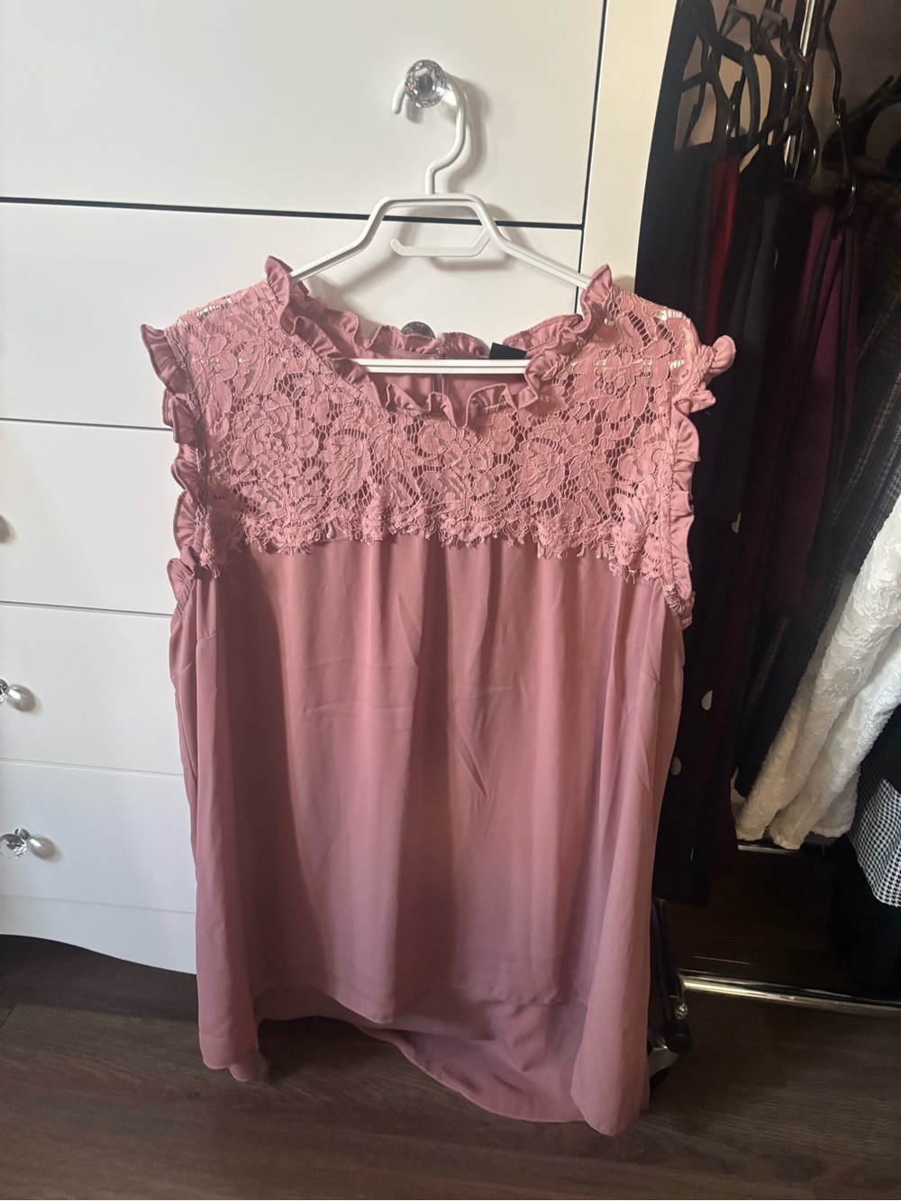 City Chic Lace Yoke Camisole in Dusty Rose
